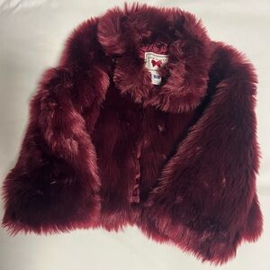 Janie and Jack Plush Faux Fur Jacket - Deep Red
